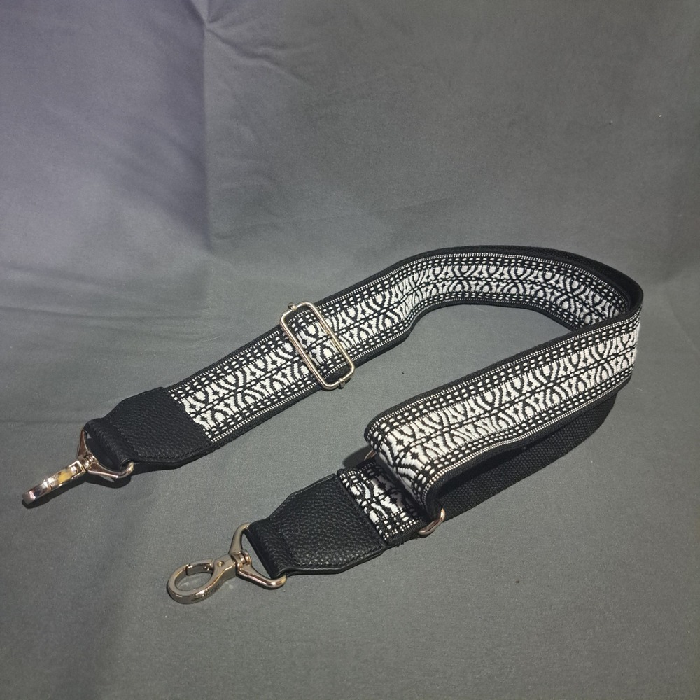 Thirty-One Black White Geometric Woven Adjustable Crossbody Handbag Strap 2 Inch